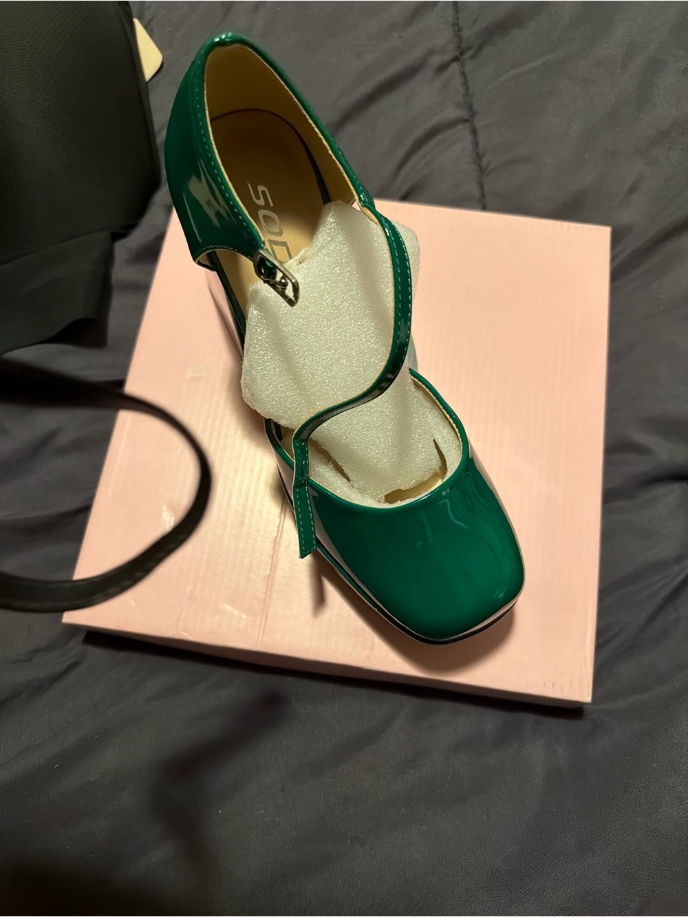 Soda Emerald Patent Mary Jane Heel